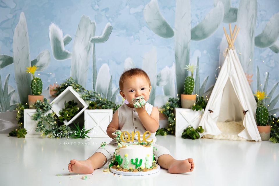Kate Cactus Printemps Enfants Anniversaire Toile de Fond Conçu par Megan Leigh Photographie