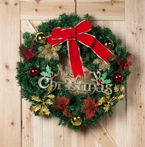 Katebackdrop£ºChristmas 24 Inch Holly Outdoor Christmas Wreaths Garland Ornaments Red Berry for Windows