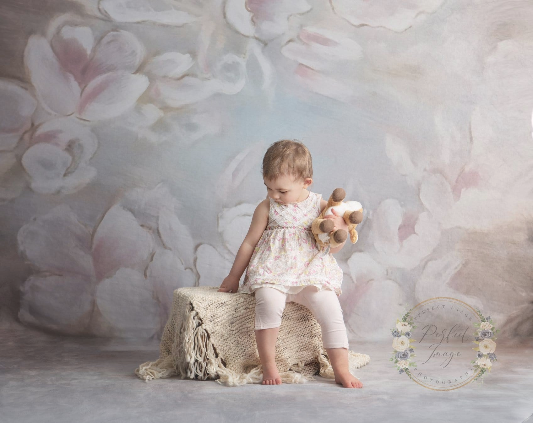 Kate Beaux-arts Fleurs blanches Portrait Toile de fond pour la photographie