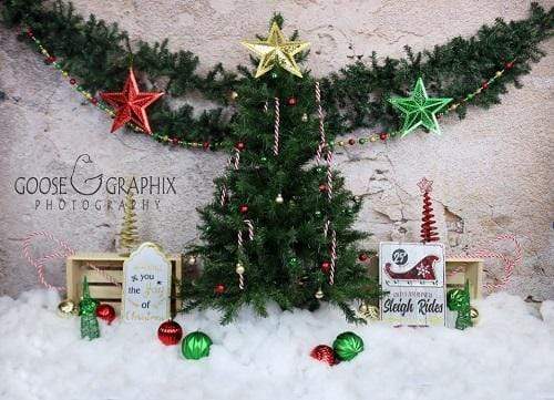 Katebackdrop£ºKate Christmas Snowy Pine Trees Star Decoration Backdrop for Photography Designed By Amanda Moffatt