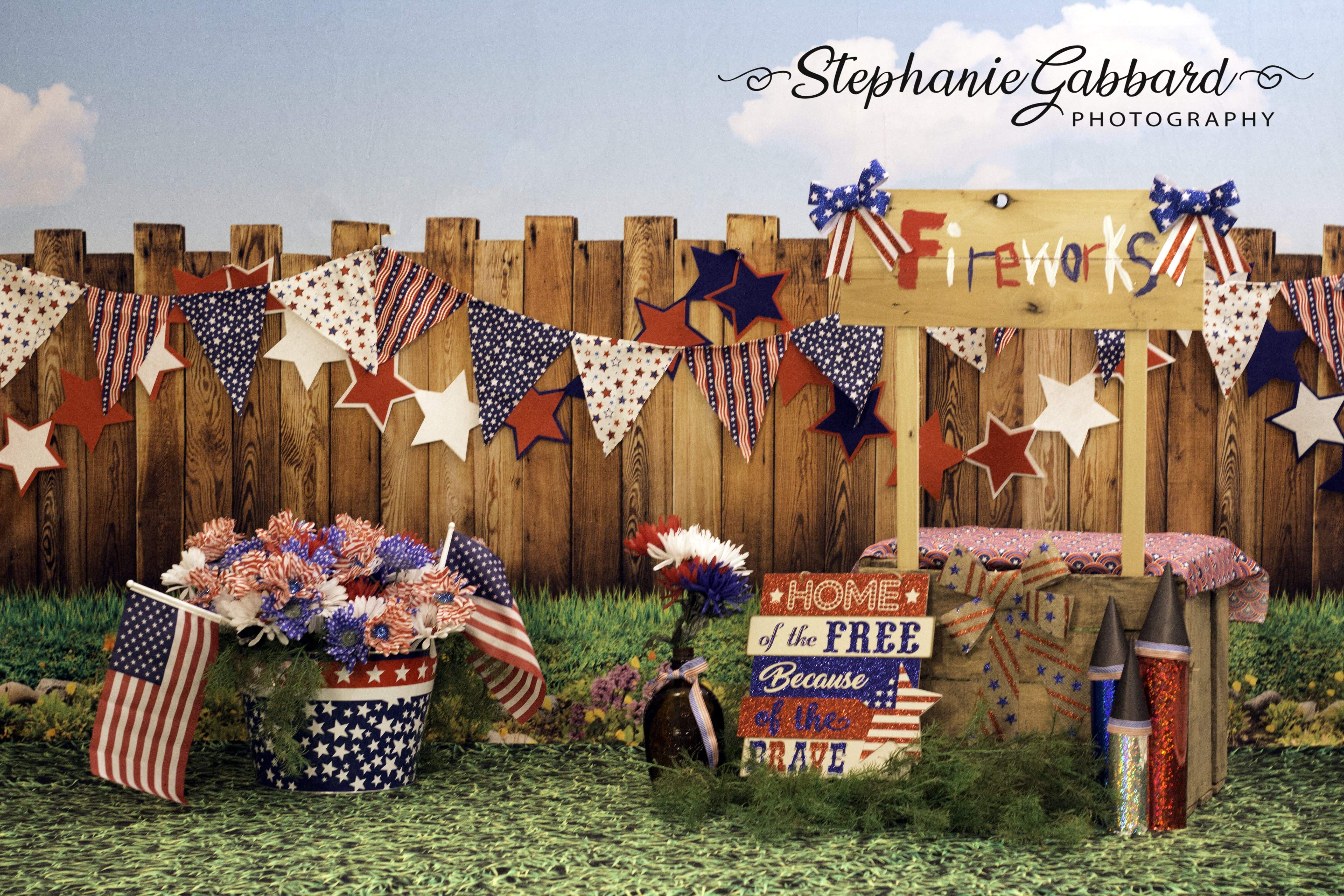 Katebackdrop£ºKate American Firework 4th of July Children Backdrop for Photography Designed by Stephanie Gabbard