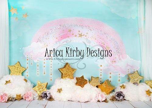 Katebackdrop£ºKate Pink Rainbow with Stars and Clouds Birthday Backdrop Designed By Arica Kirby