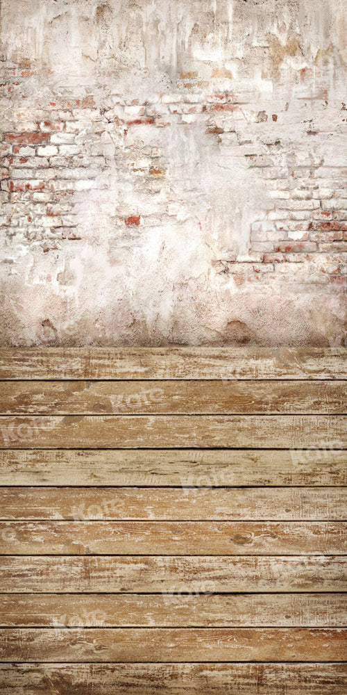 Kate Bois Brun Mur de briques Toile de fond conçue par Chain Photographie - Kate Backdrop FR