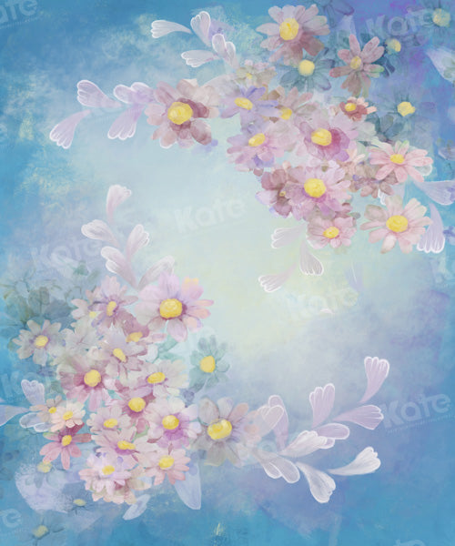 Kate Toile de fond Bleu Beaux-arts Vintage Fleurs Conçu par GQ - Kate Backdrop FR