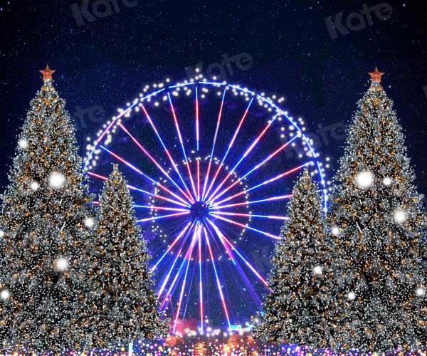Kate Noël Grande roue Neige Lumière Nuit Hiver Toile de fond pour la photographie