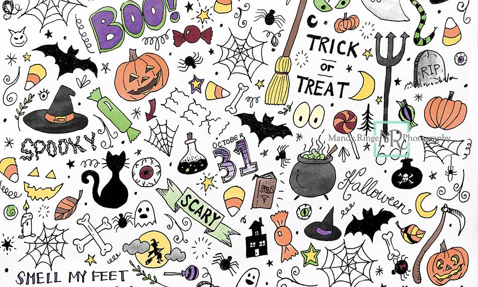 Kate Couleur Halloween Doodles Toile de fond conçue par Mandy Ringe Photographie