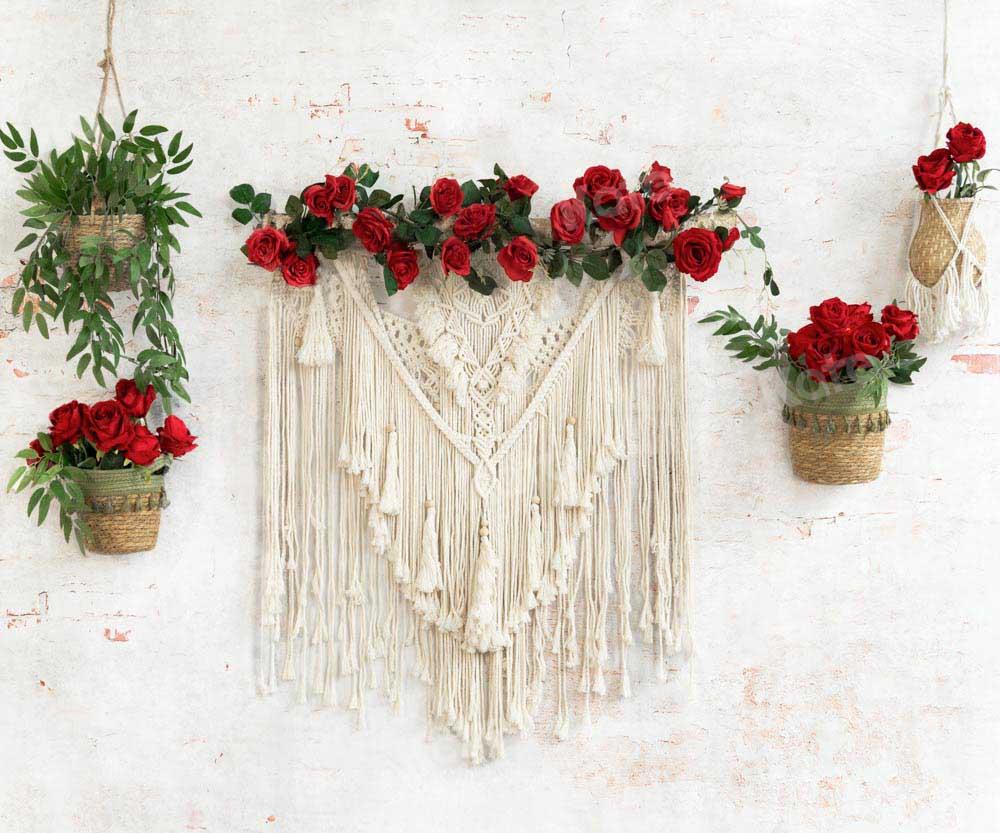 Kate Panier de roses Saint-Valentin Boho Toile de fond conçu par Emetselch