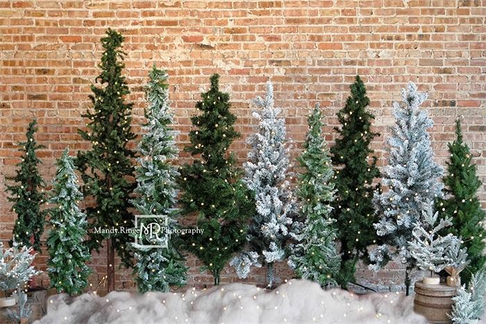 Kate Mur de briques Arbres de Noël Toile de fond conçue par Mandy Ringe