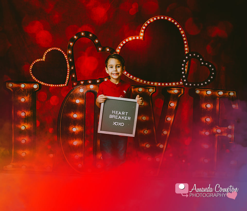 Kate Amour Saint-Valentin Rouge LOVE Toile de fond pour la photographie - Kate Backdrop FR