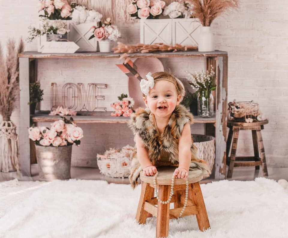 Kate Saint-Valentin Boho Doux Roses Toile de fond conçue par Mandy Ringe - Kate Backdrop FR