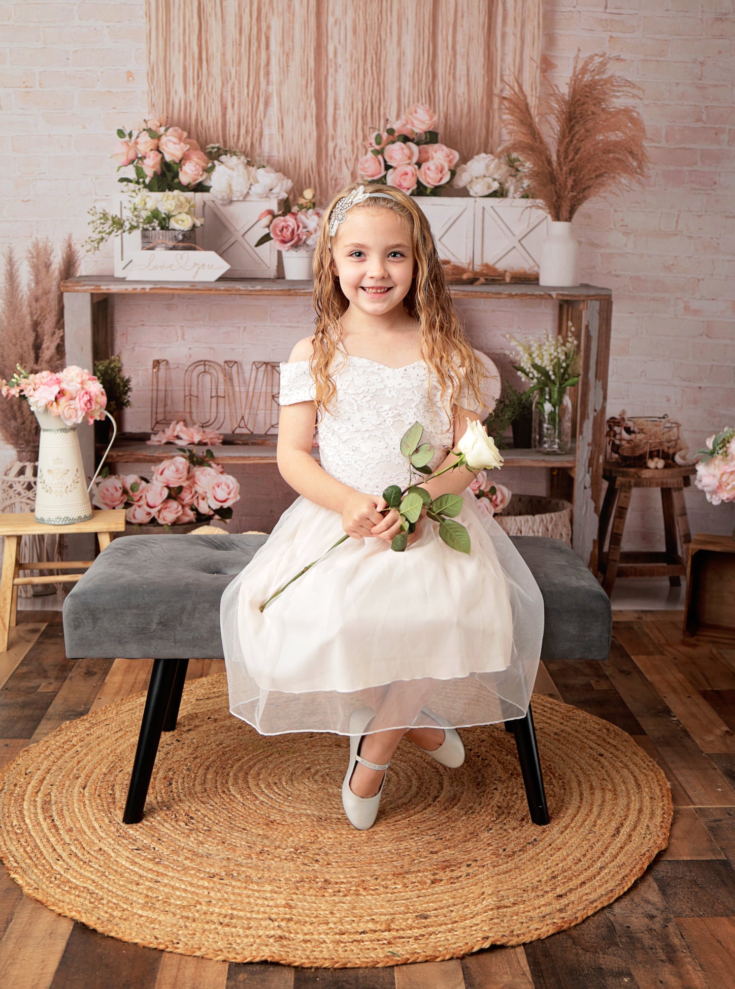 Kate Saint-Valentin Boho Doux Roses Toile de fond conçue par Mandy Ringe - Kate Backdrop FR