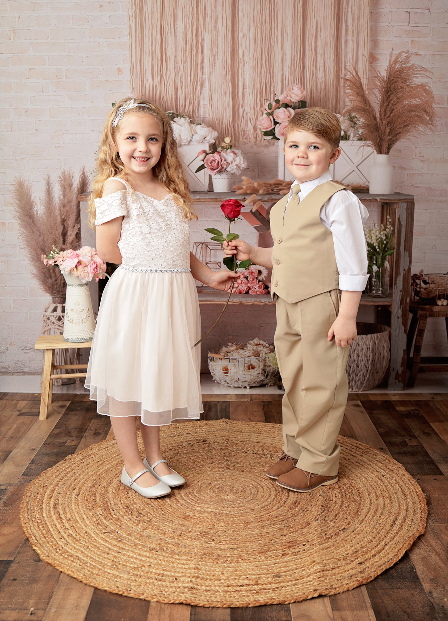 Kate Saint-Valentin Boho Doux Roses Toile de fond conçue par Mandy Ringe - Kate Backdrop FR