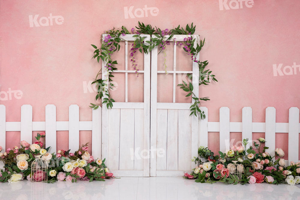 Kate Clôture de porte en toile de fond de printemps rose conçue par Emetselch