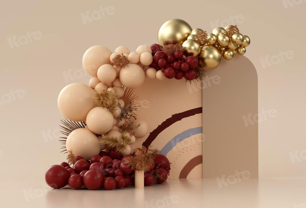 Kate Ballons Boho Brun Anniversaire Toile de fond conçue par Uta Mueller Photographie - Kate Backdrop FR