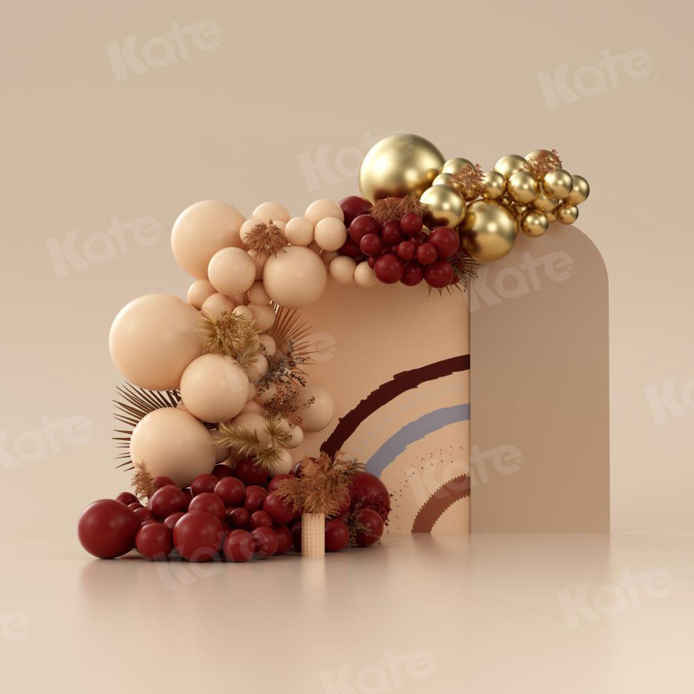 Kate Ballons Boho Brun Anniversaire Toile de fond conçue par Uta Mueller Photographie - Kate Backdrop FR