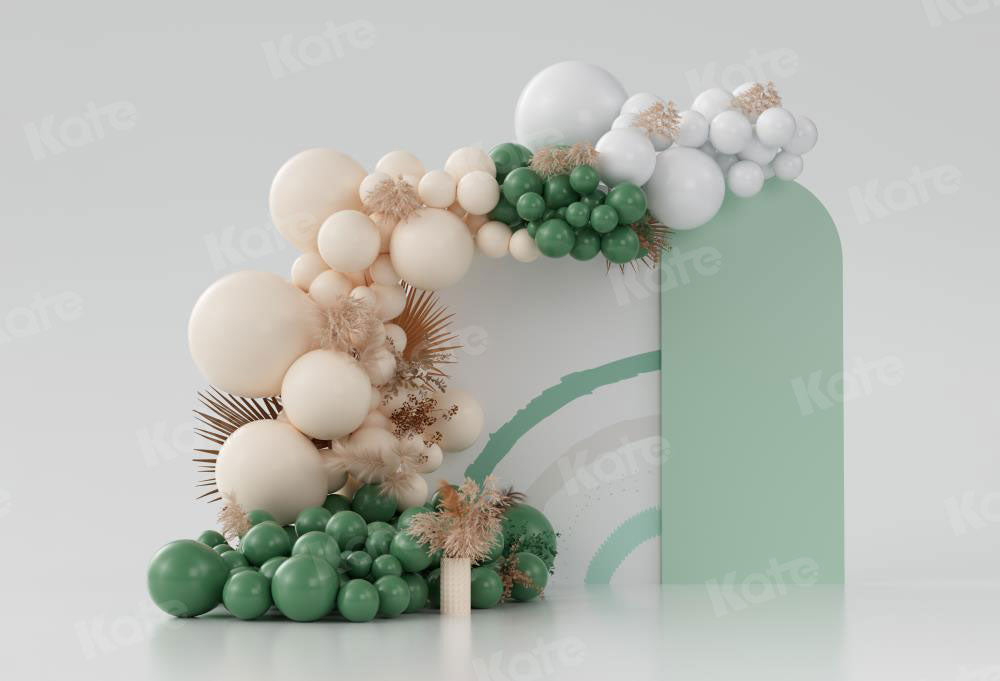 Kate Ballons Boho Vert Anniversaire Toile de fond conçue par Uta Mueller Photographie - Kate Backdrop FR