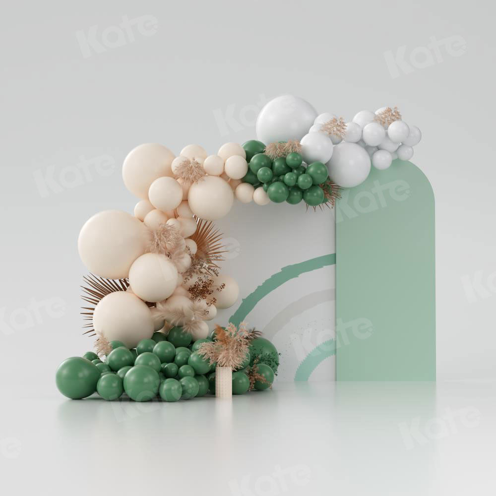 Kate Ballons Boho Vert Anniversaire Toile de fond conçue par Uta Mueller Photographie - Kate Backdrop FR