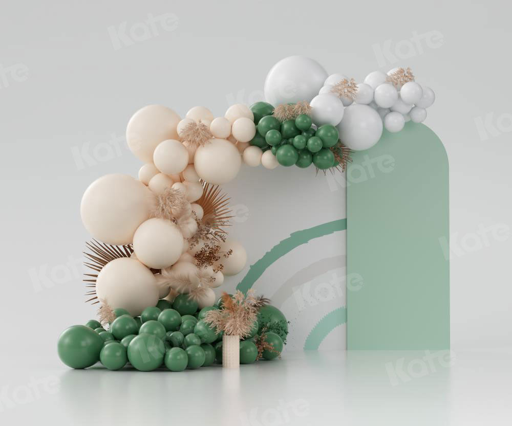 Kate Ballons Boho Vert Anniversaire Toile de fond conçue par Uta Mueller Photographie - Kate Backdrop FR