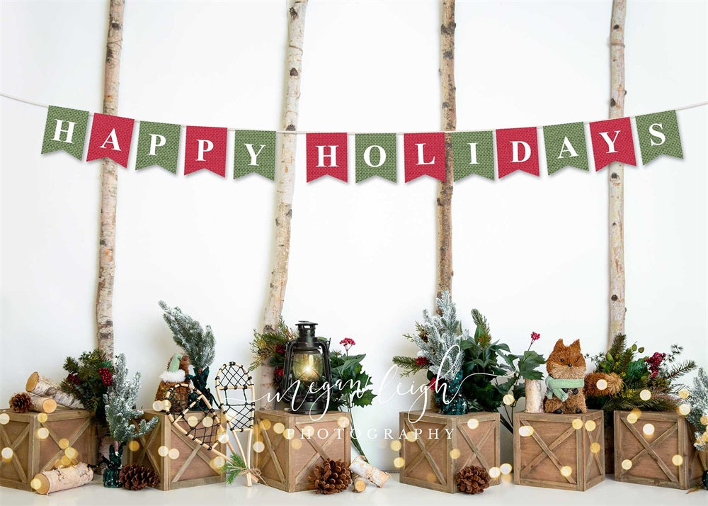 Kate Vacances Arbres Joyeuses fêtes Toile de fond conçue par Megan Leigh - Kate Backdrop FR