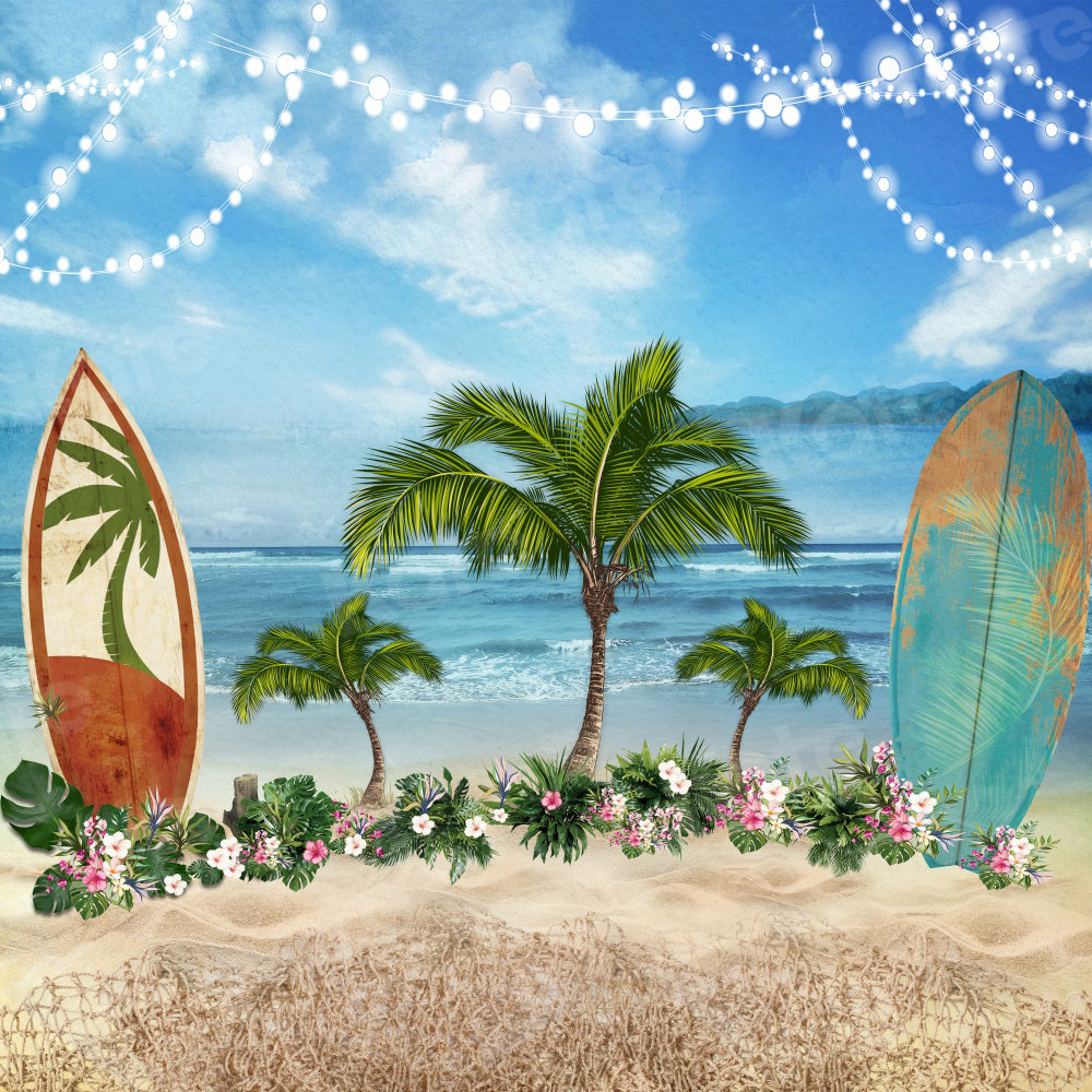 Kate Planche de surf Floral Mer Plage Été Toile de fond pour la photographie - Kate Backdrop FR