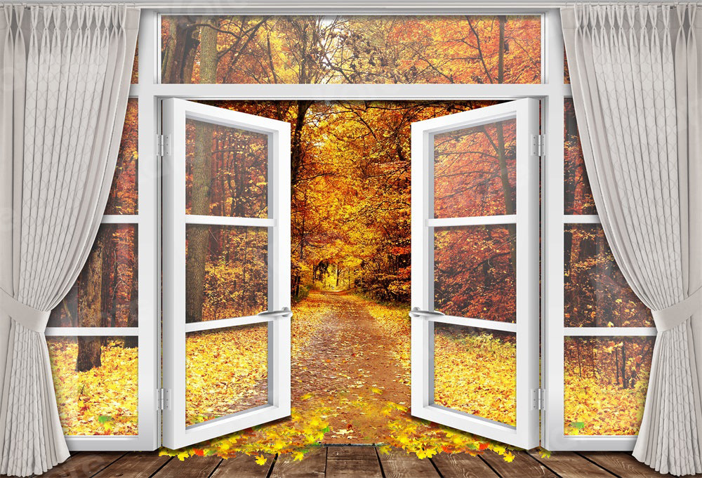 Kate Automne Forêt Porte Rideau Toile de fond pour la photographie - Kate Backdrop FR