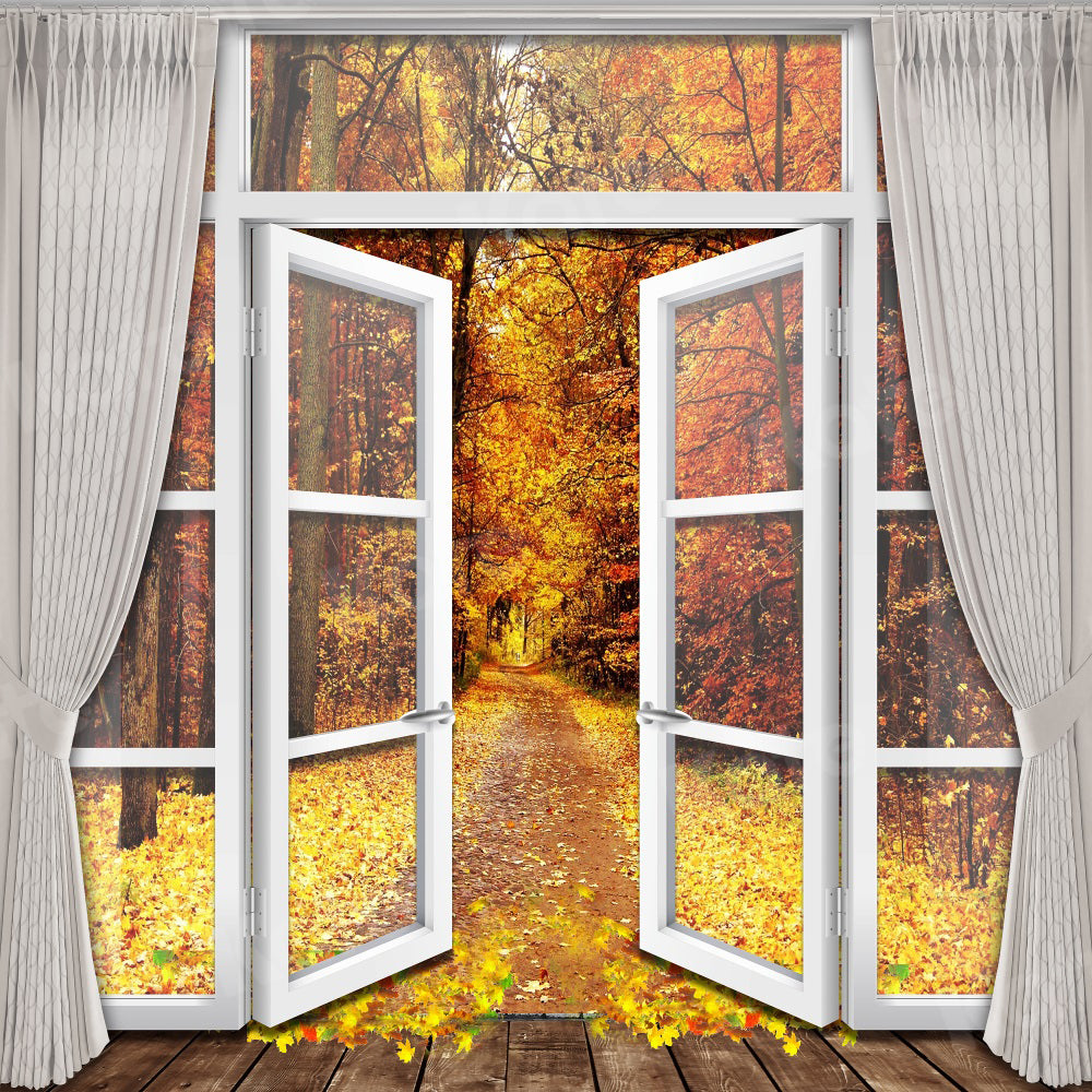 Kate Automne Forêt Porte Rideau Toile de fond pour la photographie - Kate Backdrop FR