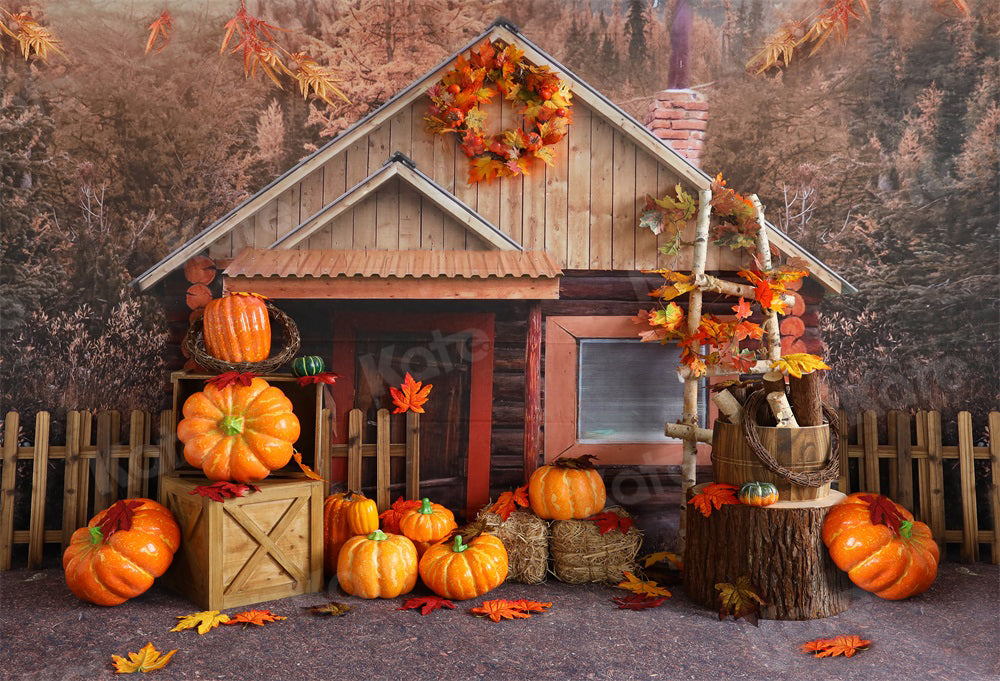 Kate Échelle Ferme de citrouilles Automne Toile de fond pour la photographie - Kate Backdrop FR