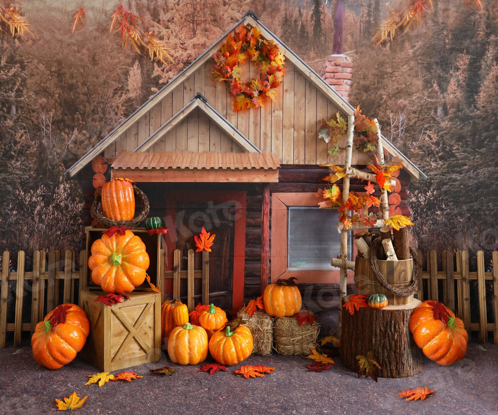Kate Échelle Ferme de citrouilles Automne Toile de fond pour la photographie - Kate Backdrop FR