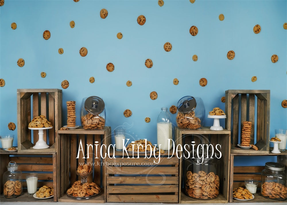Kate Biscuits Anniversaire Enfant Bleu Toile de fond conçue par Arica Kirby