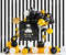 Kate Rayure Ballons Jaune Noir Anniversaire Toile de fond pour la photographie - Kate Backdrop FR