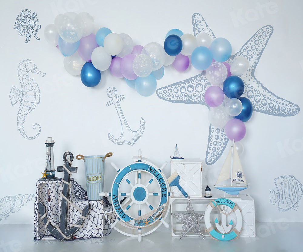 Kate Ballons Été Mer Allez naviguer Toile de fond pour la photographie - Kate Backdrop FR