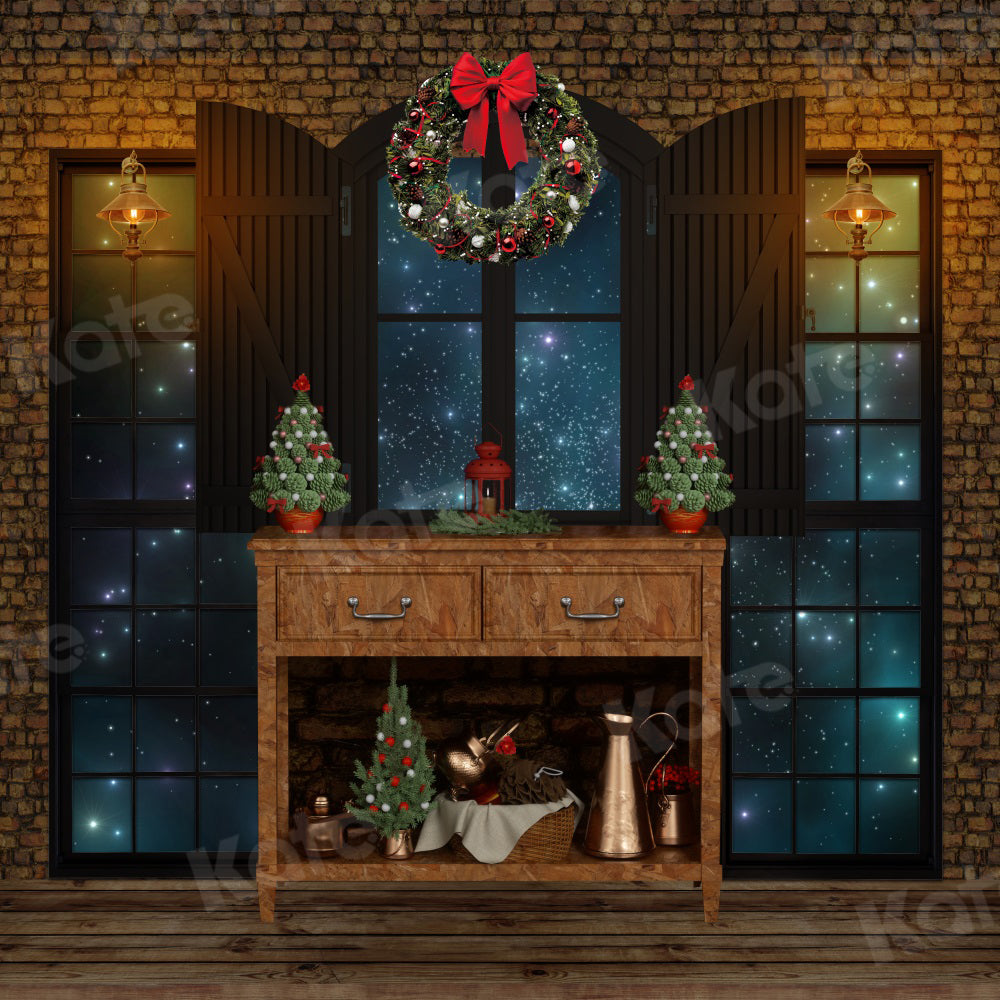 Kate Placard Fenêtre Nuit Noël Toile de fond pour la photographie