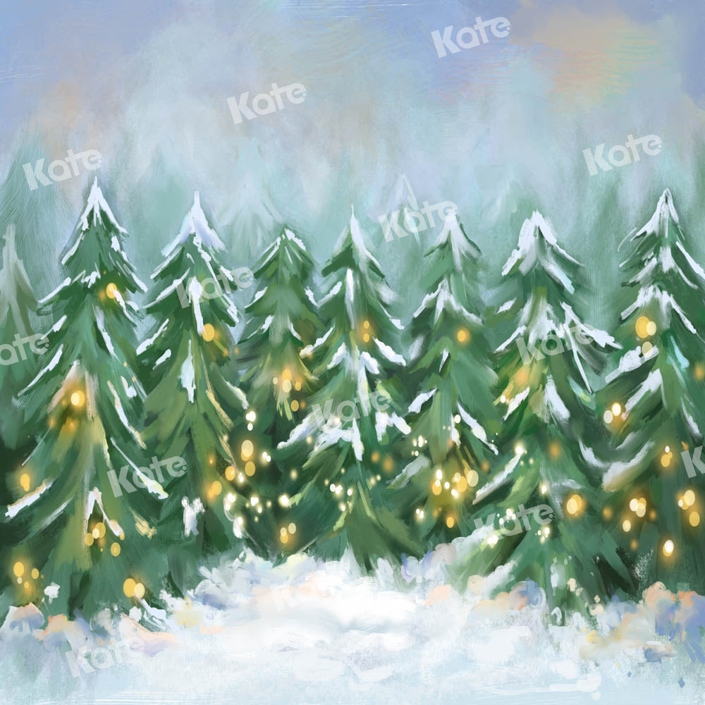 Kate Hiver Neige Arbres Noël Toile de fond conçue par GQ - Kate Backdrop FR