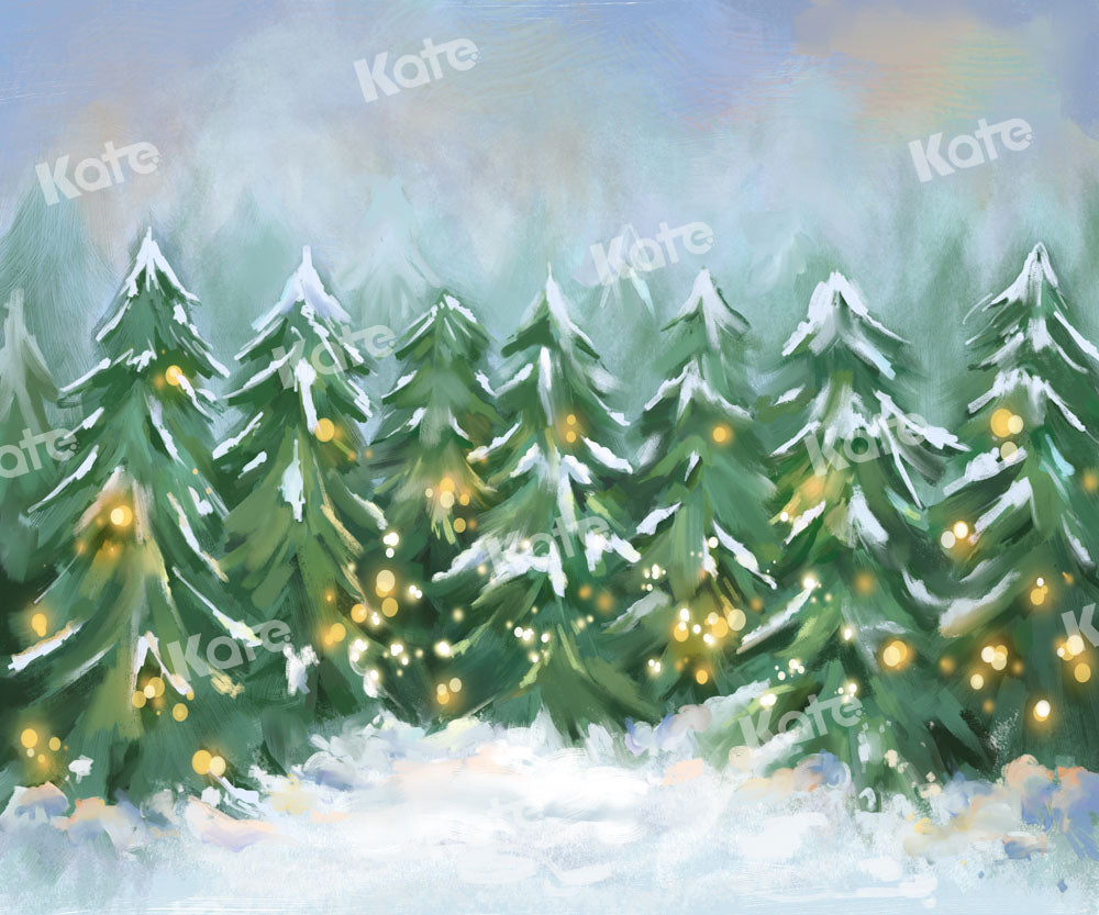 Kate Hiver Neige Arbres Noël Toile de fond conçue par GQ - Kate Backdrop FR