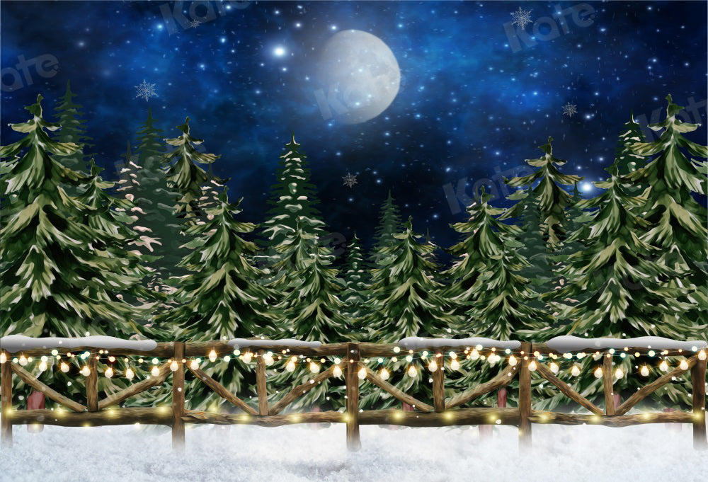 Kate Noël Hiver Forêt Lune Neige Toile de fond pour la photographie - Kate Backdrop FR