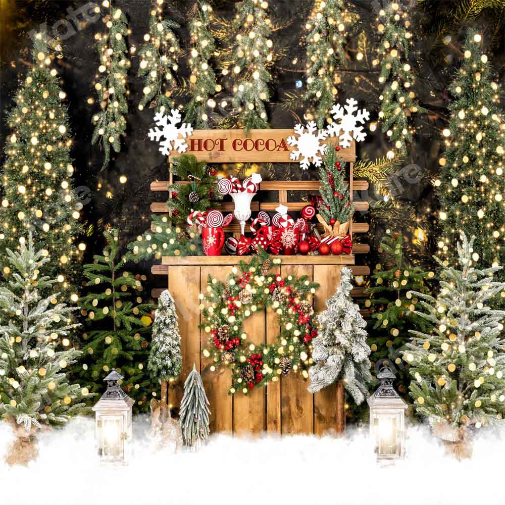 Kate Nuit Cacao chaud Arbres de Noël Toile de fond conçu par Emetselch - Kate Backdrop FR