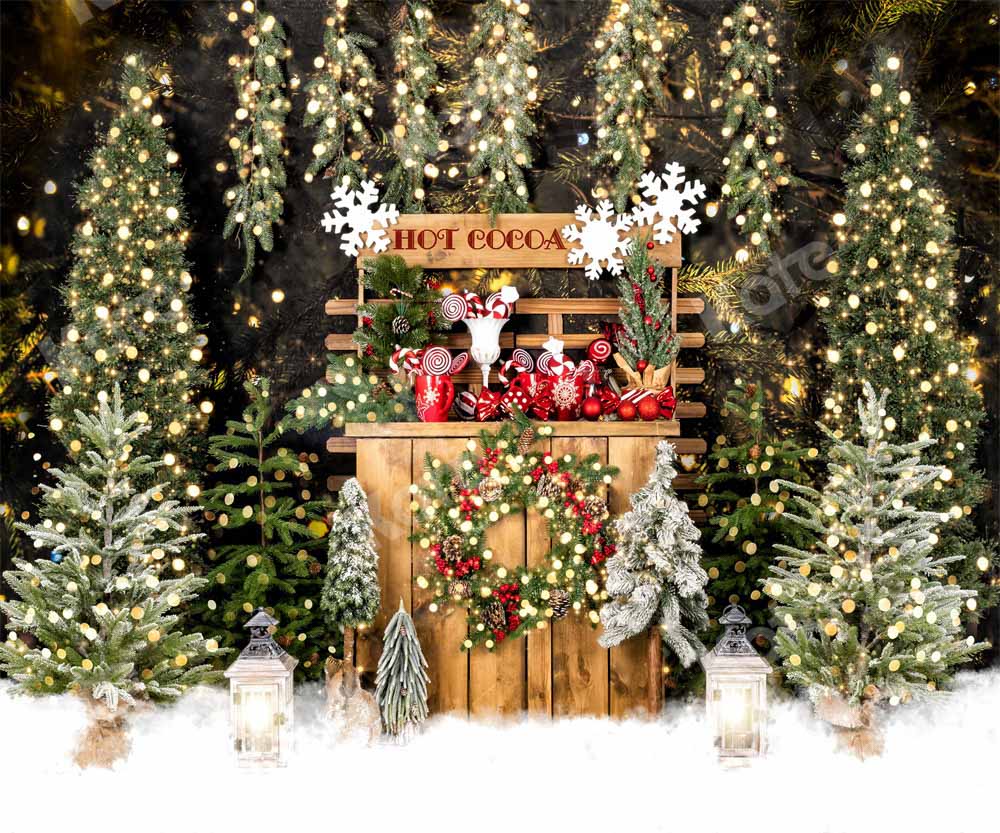 Kate Nuit Cacao chaud Arbres de Noël Toile de fond conçu par Emetselch - Kate Backdrop FR