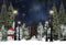 Kate Clôture Bonhomme de neige Noël Hiver Nuit Toile de fond pour la photographie - Kate Backdrop FR