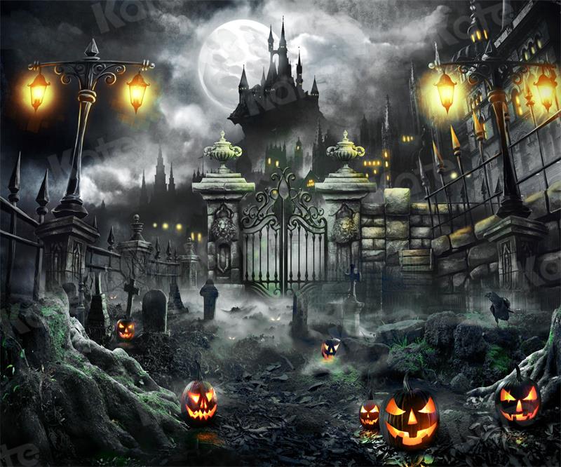 Kate Château Porte Nuit Halloween Toile de fond pour la photographie - Kate Backdrop FR