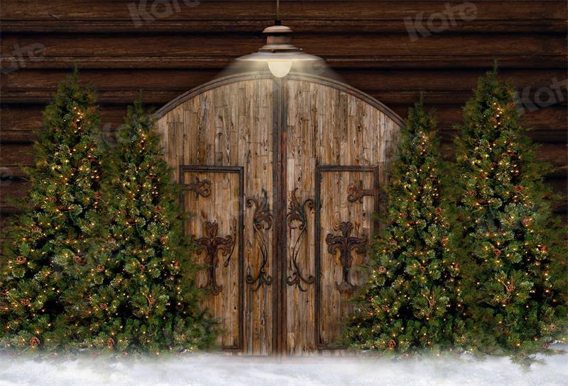 Kate Arbres Porte de grange Bois Noël Toile de fond pour la photographie