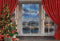 Kate Rideau Rouge Fenêtre Noël Neige Toile de fond pour la photographie - Kate Backdrop FR