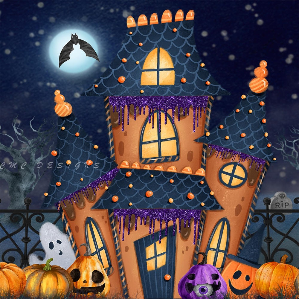 Kate Toile de fond de maison hantée mignonne d'Halloween conçu par Candice Compton