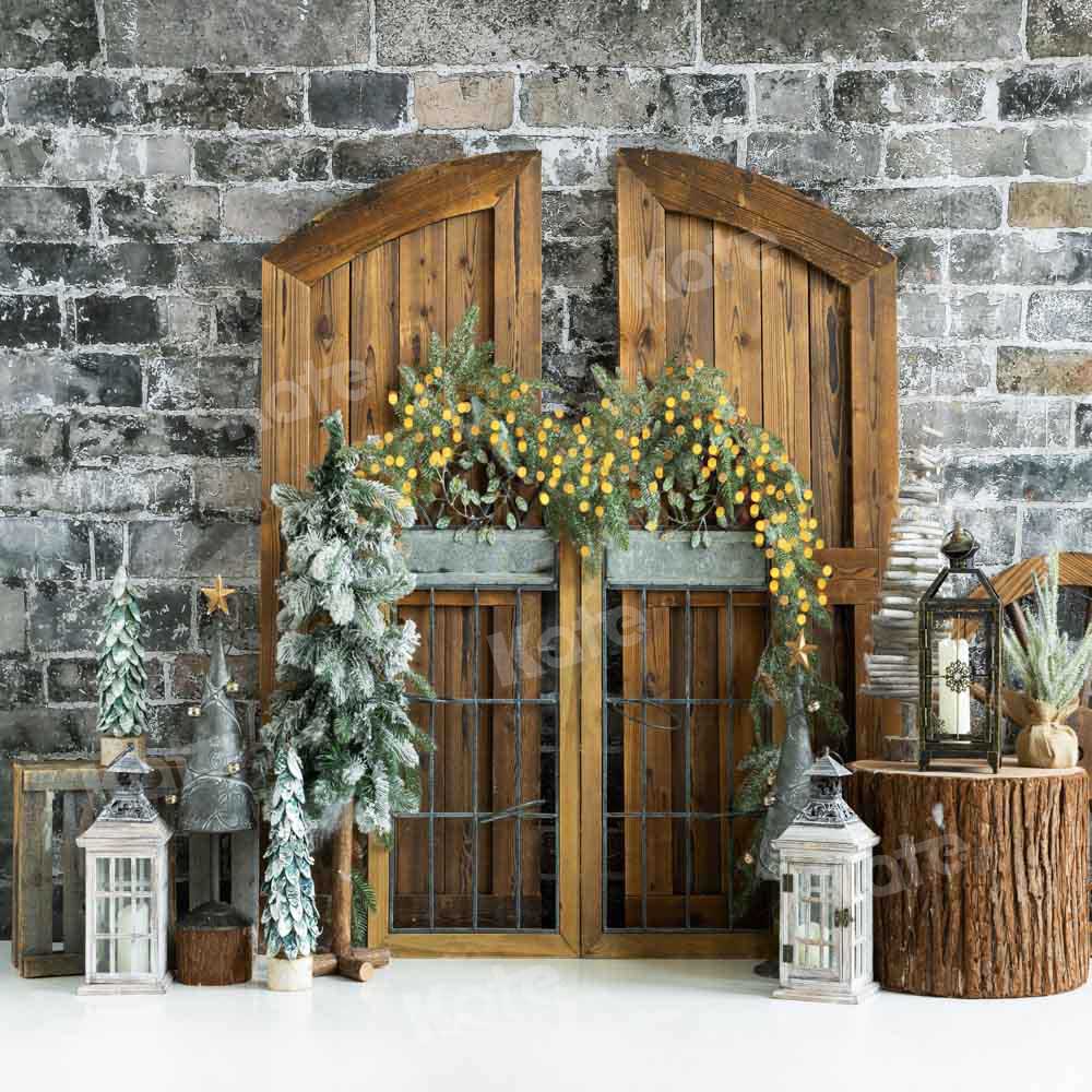 Kate Porte Grange Bois Sapin de Noël Toile de fond conçue par Emetselch - Kate Backdrop FR