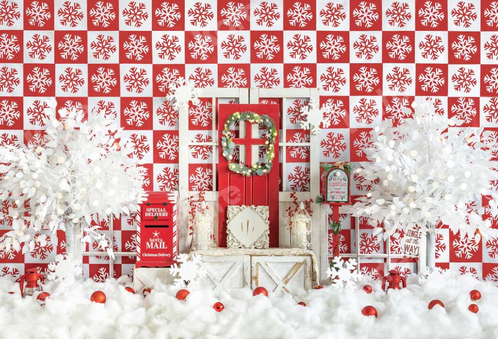 Kate Motif carré Hiver Neige Noël Rouge Toile de fond conçu par Emetselch