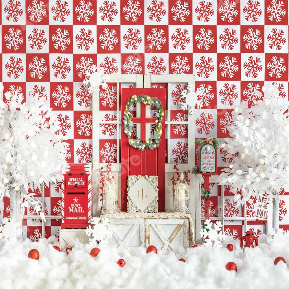 Kate Motif carré Hiver Neige Noël Rouge Toile de fond conçu par Emetselch