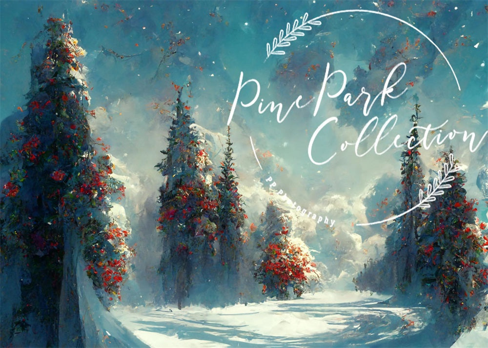 Kate Bleu Pays des merveilles Hiver Toile de fond conçue par Pine Park Collection - Kate Backdrop FR