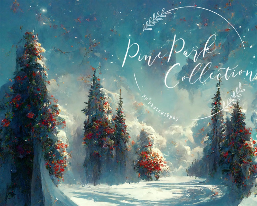 Kate Bleu Pays des merveilles Hiver Toile de fond conçue par Pine Park Collection - Kate Backdrop FR