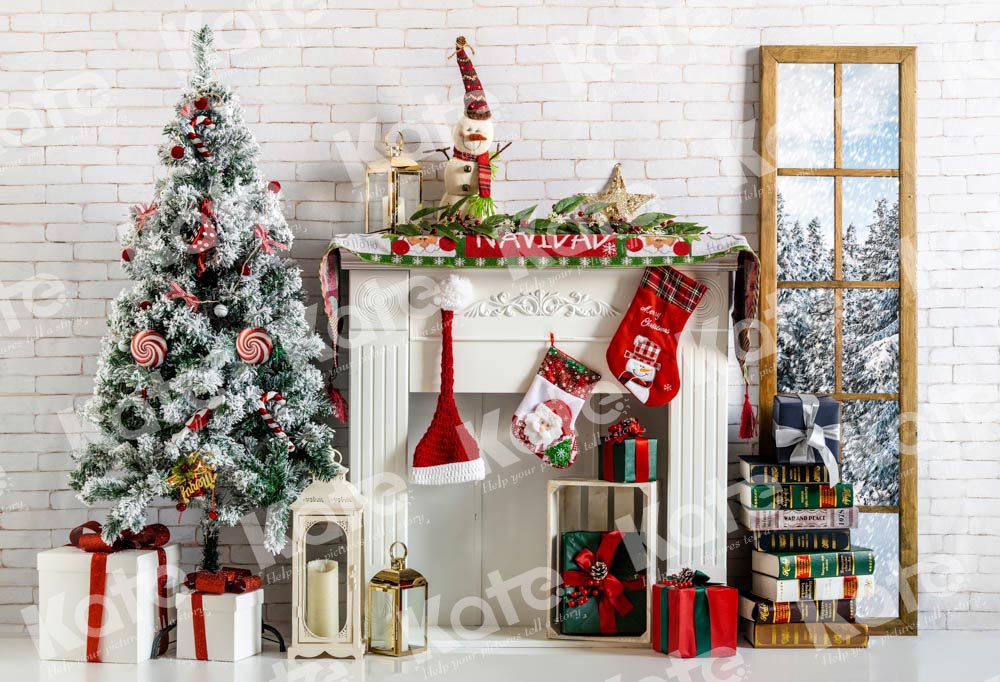 Kate Cheminée Fenêtre Noël Cadeaux Toile de fond conçu par Emetselch - Kate Backdrop FR