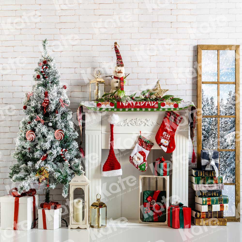 Kate Cheminée Fenêtre Noël Cadeaux Toile de fond conçu par Emetselch - Kate Backdrop FR
