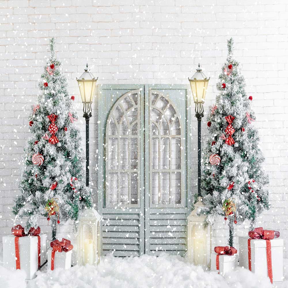 Kate Arbres Neige Noël Lampadaire Toile de fond conçue par Uta Mueller Photographie